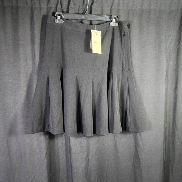 elevenses Dresses & Skirts - Elevenses Anthropologie Black Pleated Drop Waist Scalloped Skirt Size 10 Goth